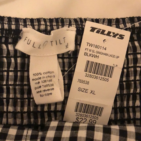 !LAST DAY!  Full Tilt gingham laced crop top | sz XL - Picture 3 of 5